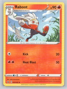 SWSH01: Sword & Shield Base Set #033/202 Raboot (033) Uncommon - Picture 1 of 2