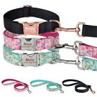 Personalized Dog Collar Leash Adjustable Quick Release Engraved Name Nylon L