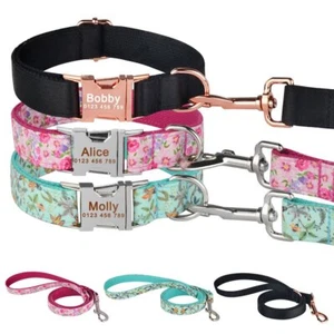 Collare per Cani Personalizzato Guinzaglio Regolabile Sgancio Rapido Nome Inciso Nylon L - Foto 1 di 16