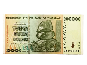 Zimbabwe One 20 Billion Dollar Bill Banknote Paper Money Currency Hyperinflation - Picture 1 of 5