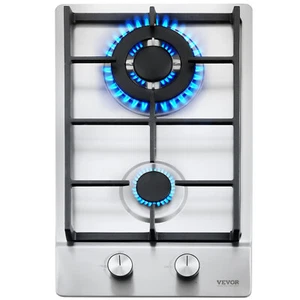 12" Gas Cooktop Stove Top 2-Burners Kitchen Built in LPG/NG Dual Fuel - Picture 1 of 12