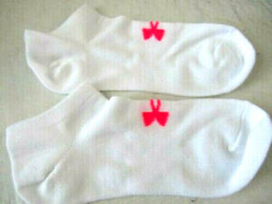 UNDER ARMOUR NO SHOW SOCKS  WILL FIT SHOES 4-10 WHITE/PINK WOMEN/GIRL'S 1 PAIR 
