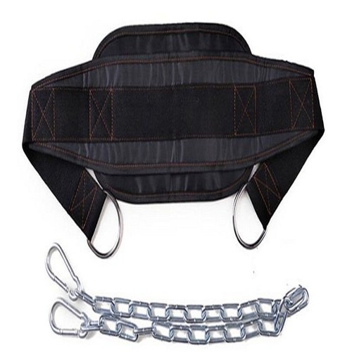 DECATHLON Cintura per sollevamento pesi con catena in metallo per trazioni bodybuilding