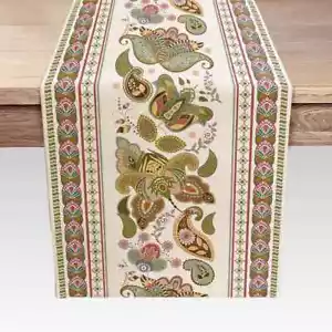 Asia India Vintage Table Runner 72in for Long Table Kitchen Heat Resistant Stain - Picture 1 of 2