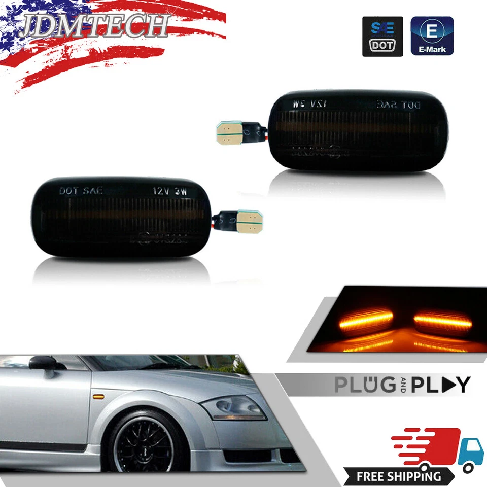 2 желтых светодиодных габаритных сигнальных фонаря для переднего бампера Audi A3 A4 A6 S4 S6 RS4 - Изображение 1 из 4