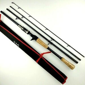 4Sections Spinning Casting Fishing Rod Pole Carbon Fiber Tackle Hard Cork Handle