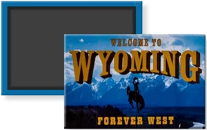 Welcome To Wyoming Yellowstone Bahnhof Straßenschild Kühlschrankmagnet 2x3 - Bild 1 von 3
