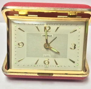 Vintage Caravelle Travel Alarm Clock Wind Up Red Case Not Working! - Picture 1 of 12