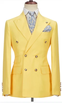 Traje de Hombre de Negocios Calce Regular Doble Pecho Blazer Esmoquin Pico Solapa Boda Foto 1 de 4