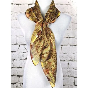 VINTAGE CHARLIE LAPSON Signed Classic 100% Silk Paisley Scarf 32"x 34" EUC - Picture 1 of 4