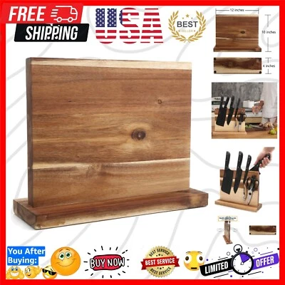 Large Magnetic Knife Holder,Acacia Wooden Magnetic Knife Block 12 X 10 Inches... - Image 1 of 4