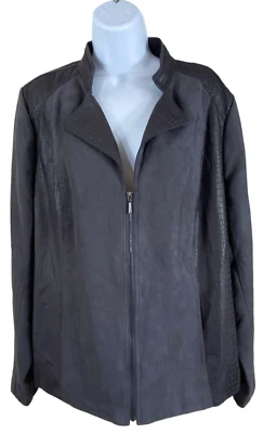 Studio Works серый искусственной замши Blazer куртка с подкладкой искусственной кожи крокодила Sz 18 - Изображение 1 из 4