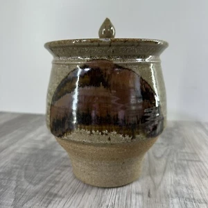Vintage Pottery Stoneware Glaze Jar Crock With Lid Unsigned Nice Piece Artwork - Picture 1 of 14