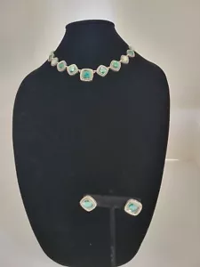 Napier Blue Rhinestone Necklace and Earrings - Picture 1 of 5