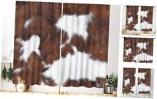 Cowhide Window Curtain for Kitchen, Western Farmhouse Cow Printed 55Wx39L Brown