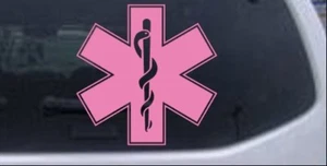 EMT Star of Life Car or Truck Window Laptop Decal Sticker Pink 4X4 - Picture 1 of 1