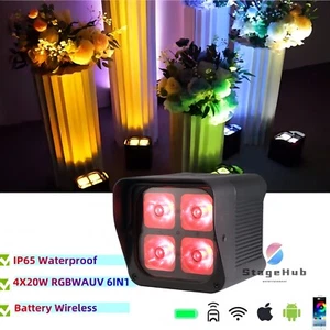 Led 4x20W Waterproof Battery Wireless Par Light Wifi IR Outdoor DJ Stage Uplight - Picture 1 of 9