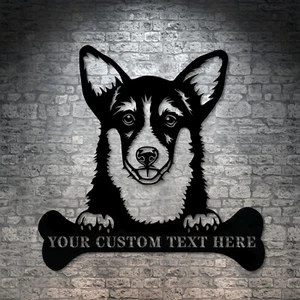 Regalo Insegna Metallo Nome Corgi personalizzato. Regalo personalizzabile proprietario cane decorazione parete - Foto 1 di 6