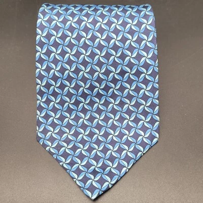 Elegant Gap Premium Blue On Blue Geometric 4" Silk Neck Tie Men Necktie - Image 1 of 4