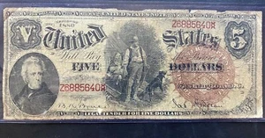 1880 $5 “WOODCHOPPER” UNITED STATES LARGE SIZE BROWN SEAL NOTE FR#71 - Picture 1 of 4