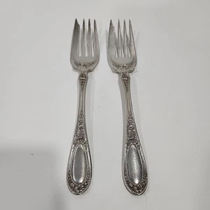 Pair Of Henry WallaceBLOSSOM (Silverplate) 1909Meat Fork (8-1/2") - Picture 1 of 10
