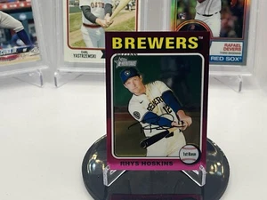 2024 Topps Heritage High Number Chrome #163 Rhys Hoskins Brewers 042/699 - Picture 1 of 4