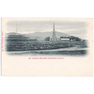 Postal de la Iglesia de la Isla de Man y Tynwald Hill de St John's Village, sin usar - Imagen 1 de 1