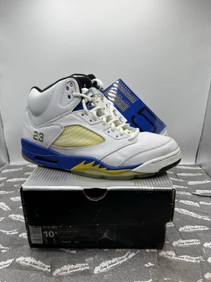 Air Jordan 5 Retro Laney 2000 Talla 10.5 136045-141 Blanco Amarillo Azul Foto 1 de 4