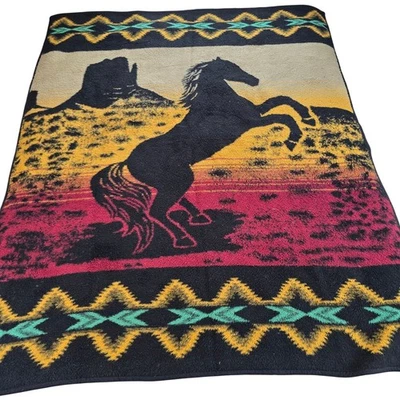 Manta de colección San Marcos Hi Pile Southwestern Horse Desert Western  Foto 1 de 4