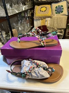 Rampage-Petunya Floral Multi T Bar Strap Sandal 384791 Pre-owned In Boxes - Picture 1 of 9