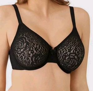 Wacoal Women's Black Halo Lace Unlined Molded Underwire Bra Size 36B - Picture 1 of 10