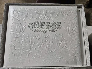 PUNZE, WEISS/SILBER HOCHZEIT GÄSTEBUCH IN BOX/OHNE STIFT - Bild 1 von 9