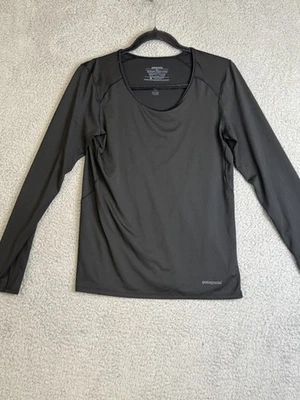 Camisa Patagonia Manga Larga Mujer Pequeña Negra Rendimiento Capa Base Atlética Foto 1 de 4