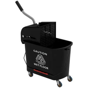 HOMCOM 20L Compact Mop Bucket with Wringer on Wheels Black - Picture 1 of 11