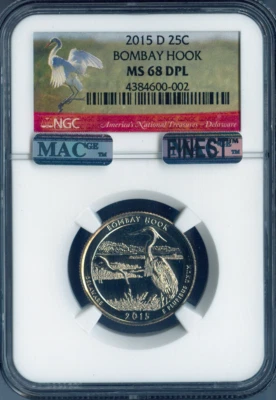 2015-D Bombay Hook Quarter NGC MS68 DPL MAC Finest Quality - Image 1 of 2