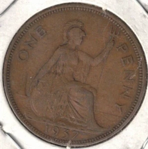 1937 Großbritannien Umlaufmünze Penny George VI & Britannia! (#3) - Bild 1 von 2