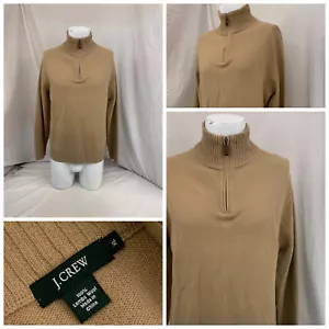 J. Crew Sweater XL Men Tan 100% Wool 1/4 Zip No Flaws YGI O1-92 - Picture 1 of 11