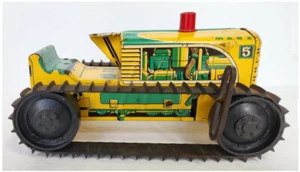 1950s Marx Climbing Tractor #5; Vintage Litho Tin; Windup Works; w/ Key & Tracks - Picture 1 of 7