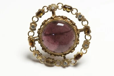 Broche Colgante Flor Vidrio Amarillo Púrpura Maison Gripoix CHANEL París Otoño 1995 Foto 1 de 4