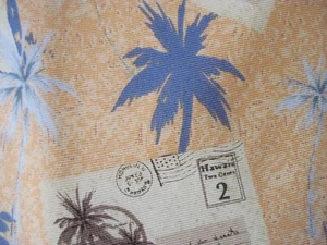 TOMMY BAHAMA Necktie Peach Blue Brown Hawaii Palm trees Postcards Handmade C29 - Picture 1 of 7