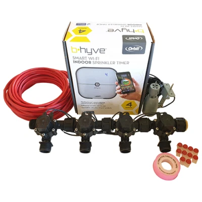 Orbit B-hyve WiFi Controller 4 Station-4x 3/4"Manifold Valves & Wire -FreeSensor - Image 1 of 4