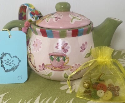 Sewing Tea Pot Notions Pin cushions Buttons 57 - Image 1 of 4