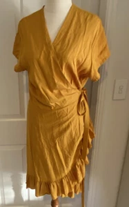 Beautiful Mustard Ladies Wrap Summer Dress- Made In Indonesia- One Size - Picture 1 of 5