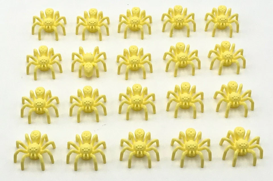 LEGO 20 НОВЫЙ ЯРКИЙ СВЕТЛО-ЖЕЛТЫЙ ПАУК С УДЛИНЕННЫМ ЖИВОТОМ ЧАСТИ ТАРАНТУЛА - Изображение 1 из 1