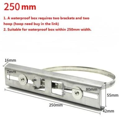 Pipe Pole Wall Mount Waterproof Box Monitoring Bracket Hoop Diameter 10-40cm Lot - Image 1 of 4