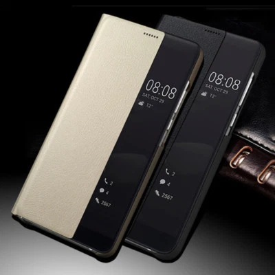 Funda de cuero abatible para Huawei P20 P30 Pro Smart View Ventana despertar dormir Foto 1 de 4