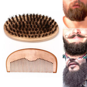 Beard Brush # Beard Comb Boar Bristle Comb Mens Mustache Care Grooming Kit To*wl