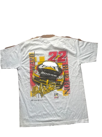 Vintage Nascar Ward Burton Shirt L White Racing Graphic Tee CAT Cover