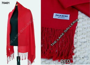 Red Classic Soft Real 100% Pure Wool Pashmina Shawl Wrap Scarf Quality New