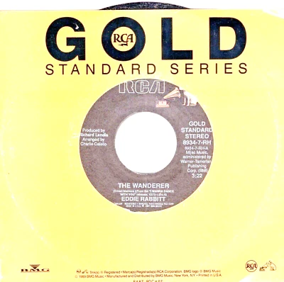 Eddie Rabbitt:  The Wanderer / I Wanna Dance With You .. 45 RPM 4114 - Image 1 of 3